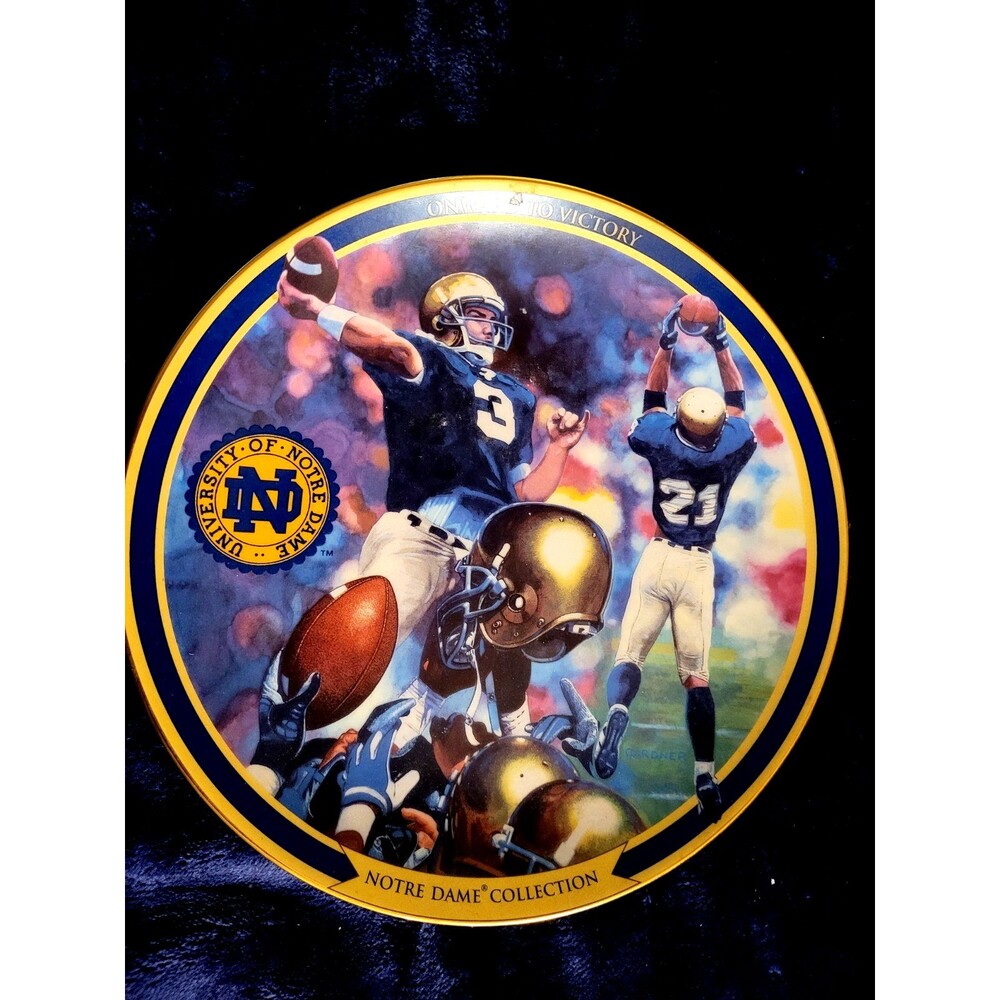 1999 VTG Bradford NCAA Notre Dame Collector Plate Ltd w/COA "Onward To Victory"!